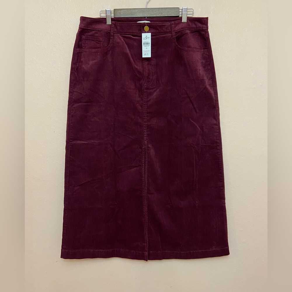 LOFT Brushed Corduroy Midi Skirt